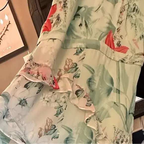 White House Black Market NWOT Romantic Floral Ruffle Maxi Dress Size 14 Large - Picture 5 of 9